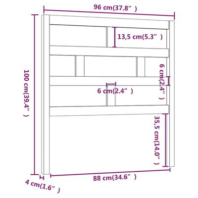 vidaXL Lovos galvūgalis, pilkas, 96x4x100cm, pušies medienos masyvas