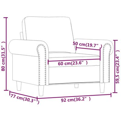 vidaXL Krėslas, juodos spalvos, 60cm, dirbtinė oda