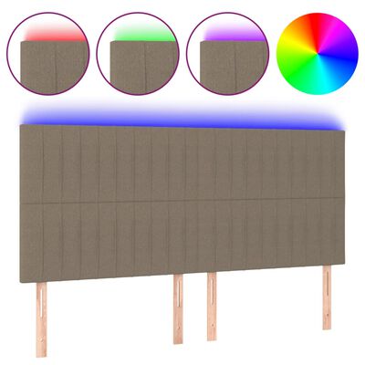 vidaXL Galvūgalis su LED, taupe spalvos, 200x5x118/128cm, audinys