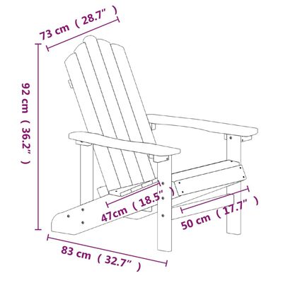 vidaXL Sodo Adirondack kėdė su staliuku, baltos spalvos, HDPE