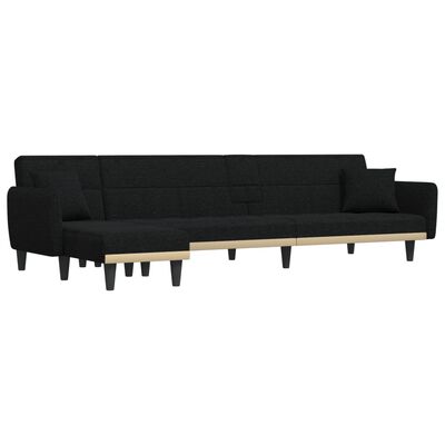 vidaXL L formos sofa-lova, juodos spalvos, 275x140x70cm, audinys