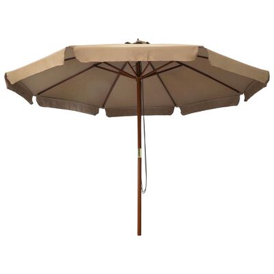 vidaXL Lauko skėtis nuo saulės su mediniu stulpu, taupe spalvos, 330cm