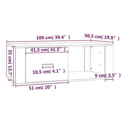 vidaXL Kavos staliukas, baltas, 100x50,5x35cm, apdirbta mediena