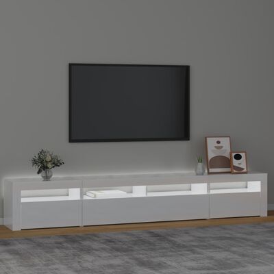 vidaXL TV spintelė su LED apšvietimu, balta, 240x35x40cm, blizgi