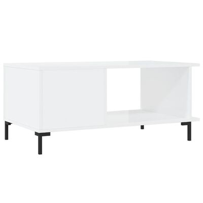 vidaXL Kavos staliukas, baltas, 90x50x40cm, apdirbta mediena, blizgus