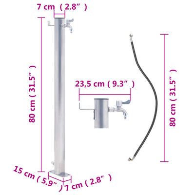 vidaXL Vandens kolonėlė sodui, 80cm, nerūdijantis plienas, apskrita