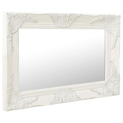 vidaXL Sieninis veidrodis, baltas, 60x40cm, barokinis stilius