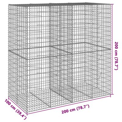 vidaXL Gabiono krepšys su dangčiu, 200x100x200cm, galvanizuota geležis