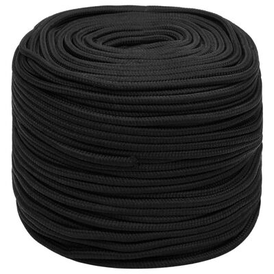 vidaXL Valties virvė, visiškai juoda, 6mm, 50m, polipropilenas