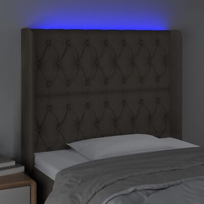 vidaXL Galvūgalis su LED, taupe spalvos, 93x16x118/128cm, audinys