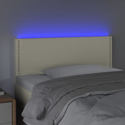 vidaXL Galvūgalis su LED, kreminės spalvos, 90x5x78/88cm, dirbtinė oda