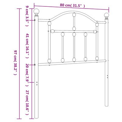 vidaXL Metalinis galvūgalis, baltos spalvos, 75cm