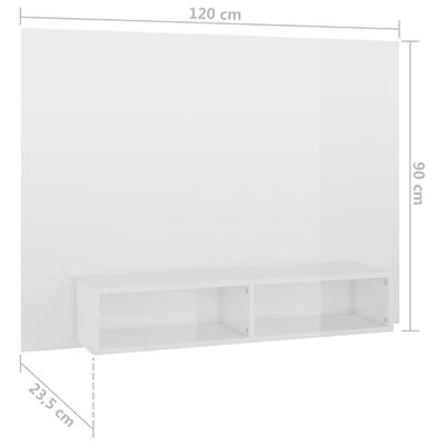 vidaXL Sieninė TV spintelė, balta, 120x23,5x90cm, apdirbta mediena