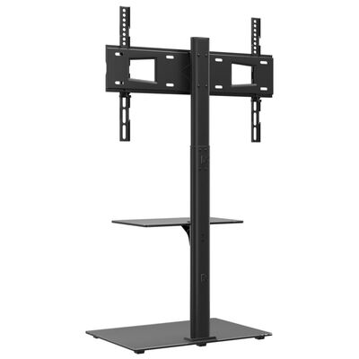 vidaXL Kampinis TV staliukas, 2 aukštų, juodas, 32-65 colių TV