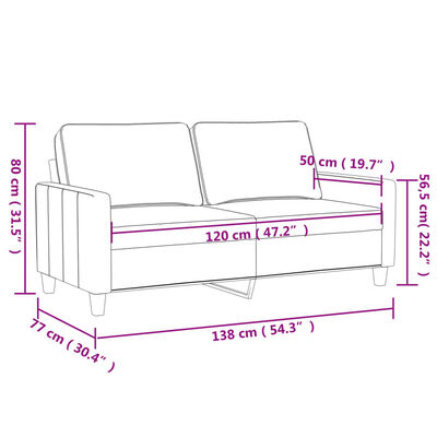 vidaXL Dvivietė sofa, raudonojo vyno spalvos, 120cm, audinys