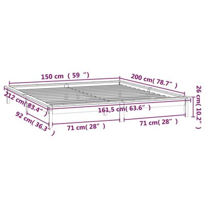 vidaXL Lovos rėmas su LED, medaus rudas, 150x200cm, mediena, didelis