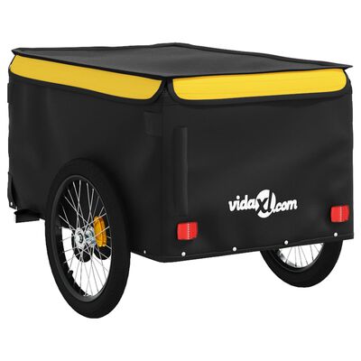 vidaXL Dviračio priekaba, juodos ir geltonos spalvos, 45kg, geležis