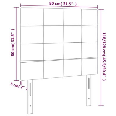 vidaXL Galvūgalis su LED, kreminės spalvos, 80x5x118/128cm, audinys