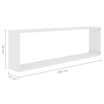 vidaXL Sieninės lentynos, 4vnt., baltos, 100x15x30cm, apdirbta mediena