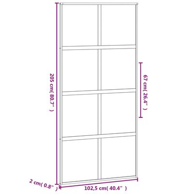 vidaXL Stumdomos durys, juodos, 102,5x205cm, stiklas ir aliuminis
