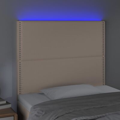 vidaXL Galvūgalis su LED, kapučino spalvos, 100x5x118/128cm