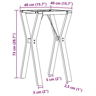 vidaXL Valgomojo stalo kojos, 40x40x73cm, ketus, Y formos rėmas