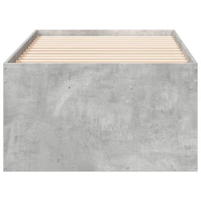 vidaXL Lova su stalčiais, betono pilka, 100x200cm, apdirbta mediena
