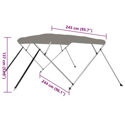 vidaXL Bimini viršaus stogelis, pilkas, 243x244x137cm, 4 lankų rėmas