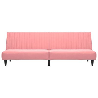 vidaXL Dvivietė sofa-lova, rožinės spalvos, aksomas