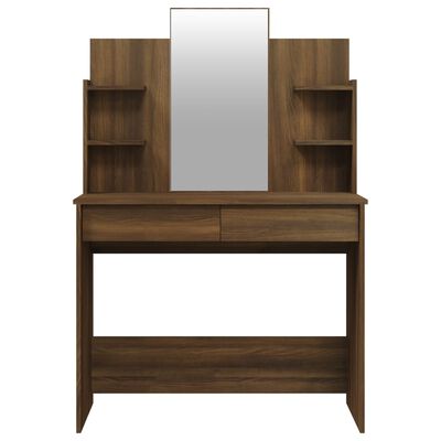 vidaXL Kosmetinis staliukas su veidrodžiu, rudas ąžuolo, 96x40x142cm