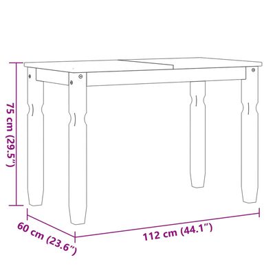 vidaXL Valgomojo stalas Corona, 112x60x75cm, pušies medienos masyvas