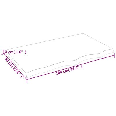 vidaXL Vonios stalviršis, tamsiai rudas, 100x60x(2-4) cm, mediena