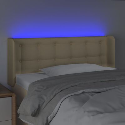 vidaXL Galvūgalis su LED, kreminės spalvos, 83x16x78/88cm, audinys