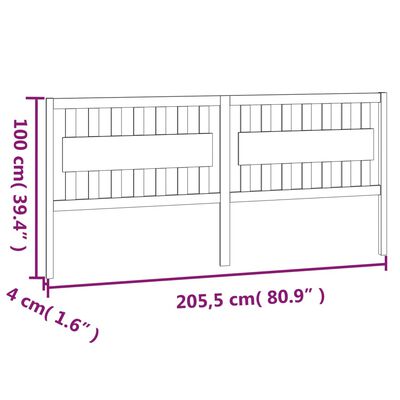 vidaXL Lovos galvūgalis, baltas, 205,5x4x100cm, pušies masyvas