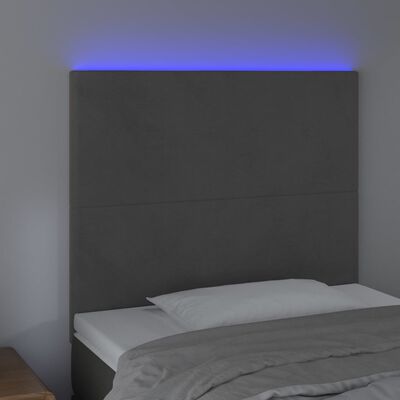 vidaXL Galvūgalis su LED, tamsiai pilkas, 100x5x118/128cm, aksomas