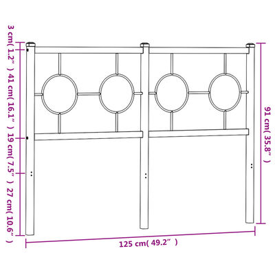 vidaXL Metalinis galvūgalis, juodos spalvos, 120cm