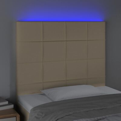 vidaXL Galvūgalis su LED, kreminės spalvos, 100x5x118/128cm, audinys