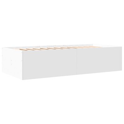 vidaXL Lova su stalčiais, baltos spalvos, 100x200cm, apdirbta mediena
