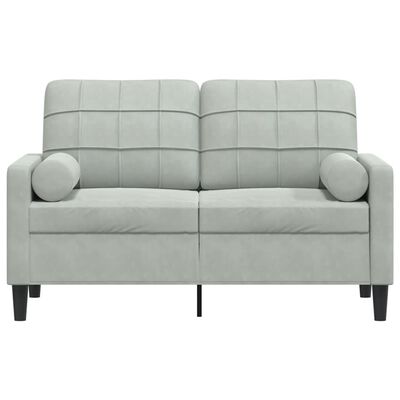 vidaXL Dvivietė sofa su pagalvėlėmis, šviesiai pilka, 120cm, aksomas