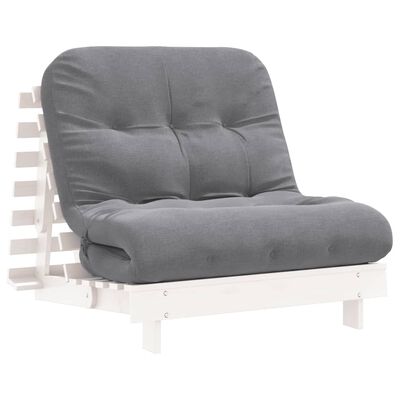 vidaXL Futono sofa-lova su čiužiniu, balta, 90x206x11cm, pušis