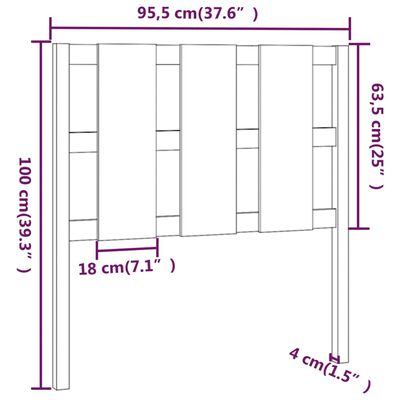 vidaXL Lovos galvūgalis, 95,5x4x100cm, pušies medienos masyvas