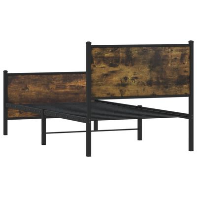 vidaXL Lovos rėmas be čiužinio, dūminio ąžuolo, 75x190cm, metalas