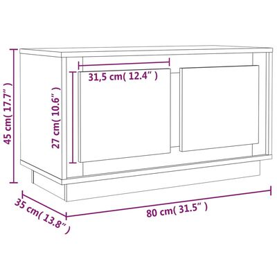 vidaXL Televizoriaus spintelė, balta, 80x35x45cm, mediena, blizgi