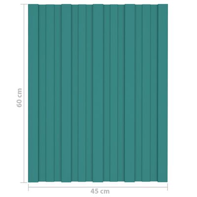 vidaXL Stogo plokštės, 12vnt., žalios, 60x45cm, galvanizuotas plienas