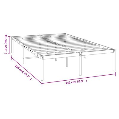 vidaXL Metalinis lovos rėmas, juodos spalvos, 135x190cm