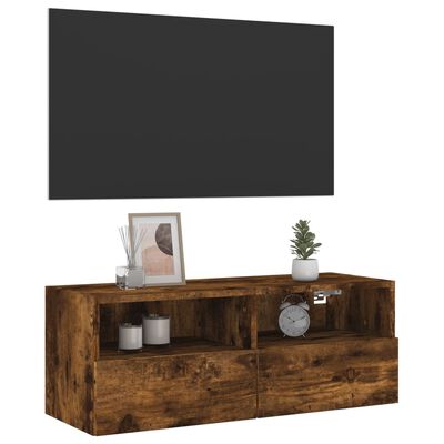 vidaXL Sieninė TV spintelė, dūminio ąžuolo, 80x30x30cm, mediena