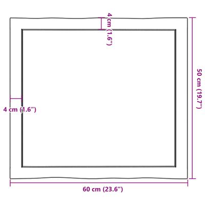 vidaXL Stalviršis, tamsiai ruda, 60x50x(2-4) cm, medienos masyvas