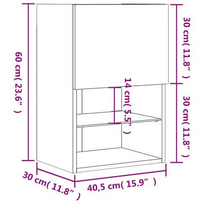 vidaXL TV spintelė su LED lemputėmis, dūminio ąžuolo, 40,5x30x60cm