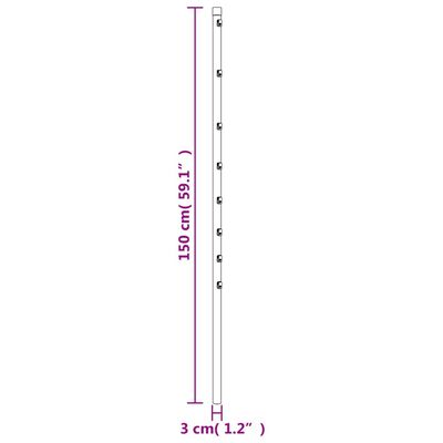 vidaXL Tvoros stulpai, 15vnt., sidabriniai, 150cm, plienas