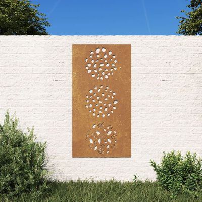 vidaXL Sodo sienos dekoracija, 105x55cm, corten plienas, lapų dizaino